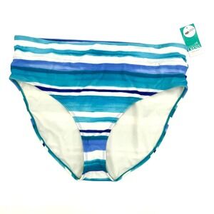 Outdoor Oasis Womens Blue Stripe High Waist Bikini Bottom XXL New